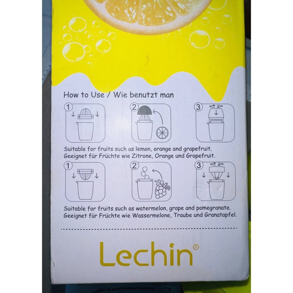 Lechin Manual Citrus Juicer For Lemon & Oranges Filter & Storage Portable 6.5in - Picture 4 of 4
